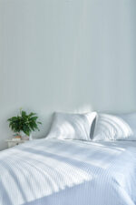 Nevresim Takımı, Tek Kişilik Çizgili Saten - %100 Pamuk