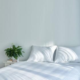 Nevresim Takımı, Çift Kişilik Çizgili Saten - %100 Pamuk