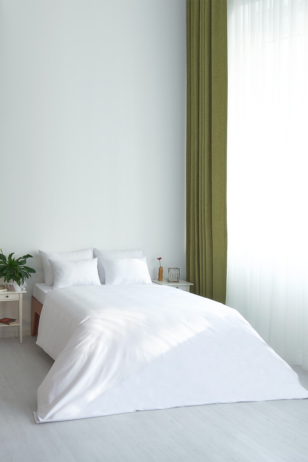 duz nevresim Nevresim Takımı, Tek Kişilik 57 Tel- %100 Pamuk - Görsel 1