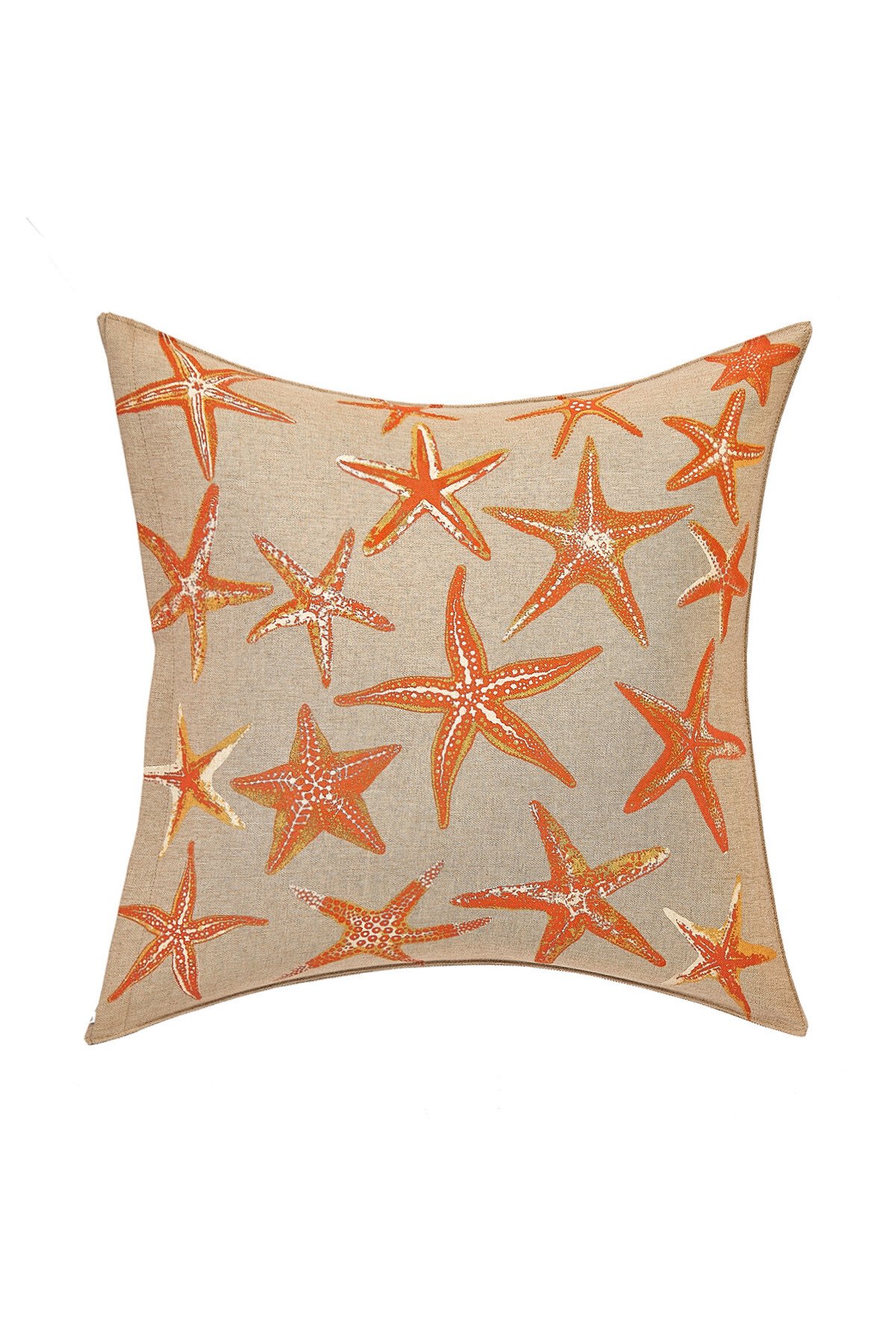 yildizlar2 Süs Yastığı, Deniz Yıldızı Kahverengi - 45x45cm - Görsel 1