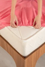 Lastikli Çarşaf, PEMBE - %100 Pamuk 63 Tel Fitted - Tüm Ebatlar - Görsel 2