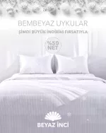 Nevresim Takımı, Çizgili Saten - Beyaz İnci - Görsel 5