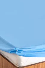 Lastikli Çarşaf, MAVİ - %100 Pamuk 63 Tel Fitted - Tüm Ebatlar - Görsel 3