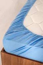 Lastikli Çarşaf, MAVİ - %100 Pamuk 63 Tel Fitted - Tüm Ebatlar