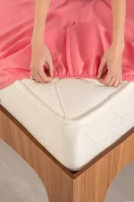 Lastikli Çarşaf, PEMBE - %100 Pamuk 63 Tel Fitted - Tüm Ebatlar - Görsel 2