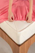 Lastikli Çarşaf, PEMBE - %100 Pamuk 63 Tel Fitted - Tüm Ebatlar - Görsel 2