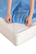 Lastikli Çarşaf, MAVİ - %100 Pamuk 63 Tel Fitted - Tüm Ebatlar - Görsel 2