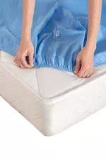 Lastikli Çarşaf, MAVİ - %100 Pamuk 63 Tel Fitted - Tüm Ebatlar - Görsel 2
