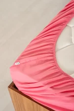 Lastikli Çarşaf, PEMBE - %100 Pamuk 63 Tel Fitted - Tüm Ebatlar