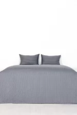 Nevresim Takımı, Çizgili Saten - Gri İnci - Görsel 7