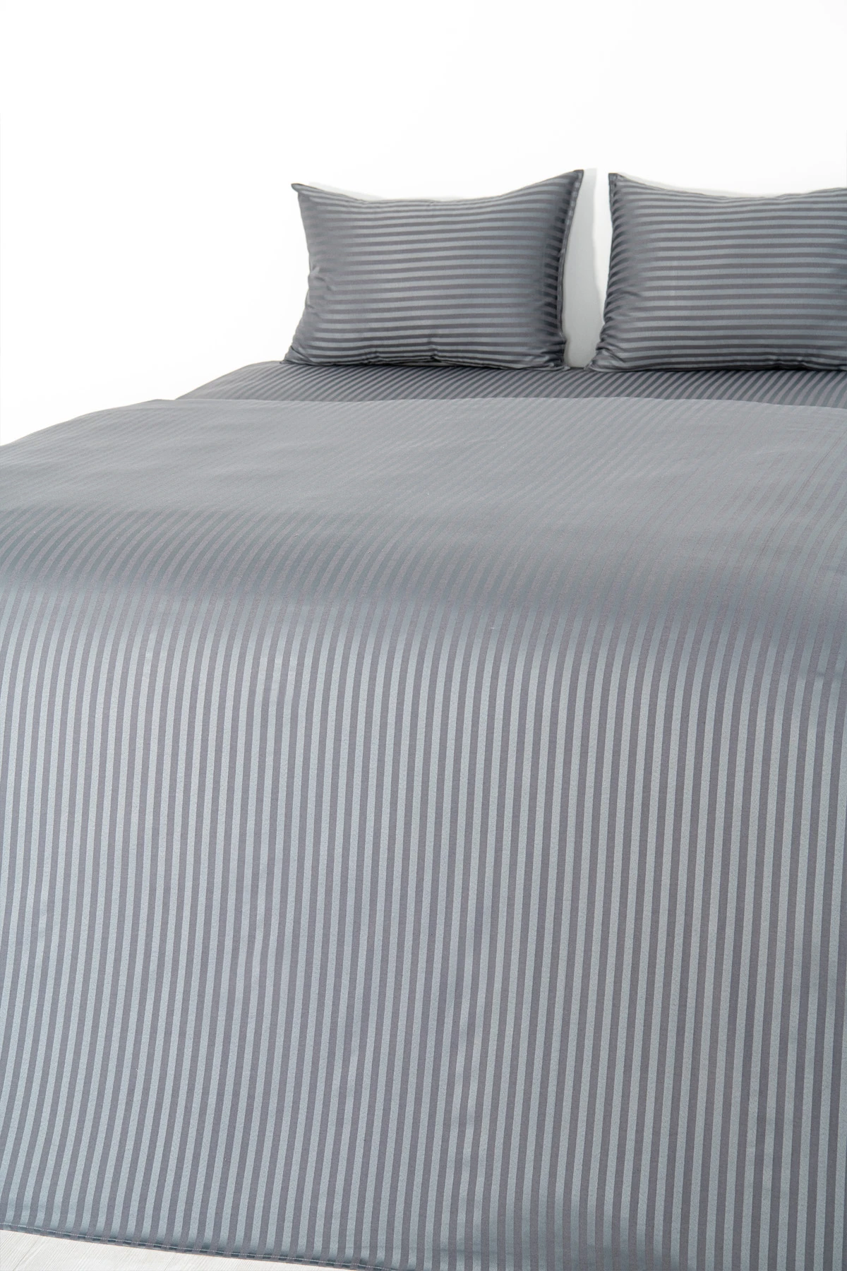 Nevresim Takımı, Çizgili Saten - Gri İnci - Görsel 9