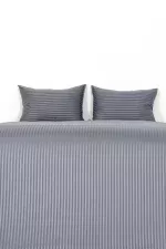 Nevresim Takımı, Çizgili Saten - Gri İnci - Görsel 8