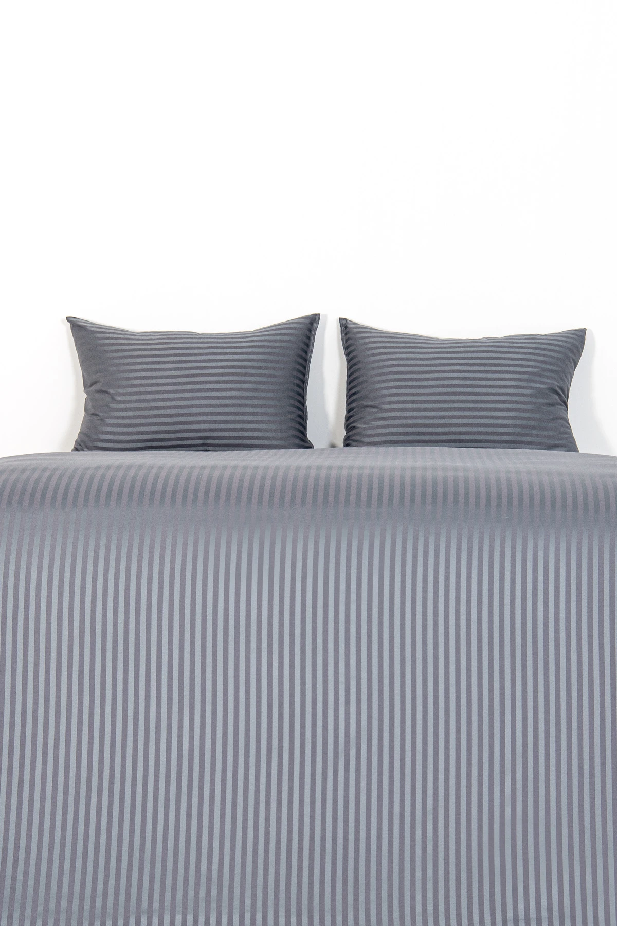 Nevresim Takımı, Çizgili Saten - Gri İnci - Görsel 8