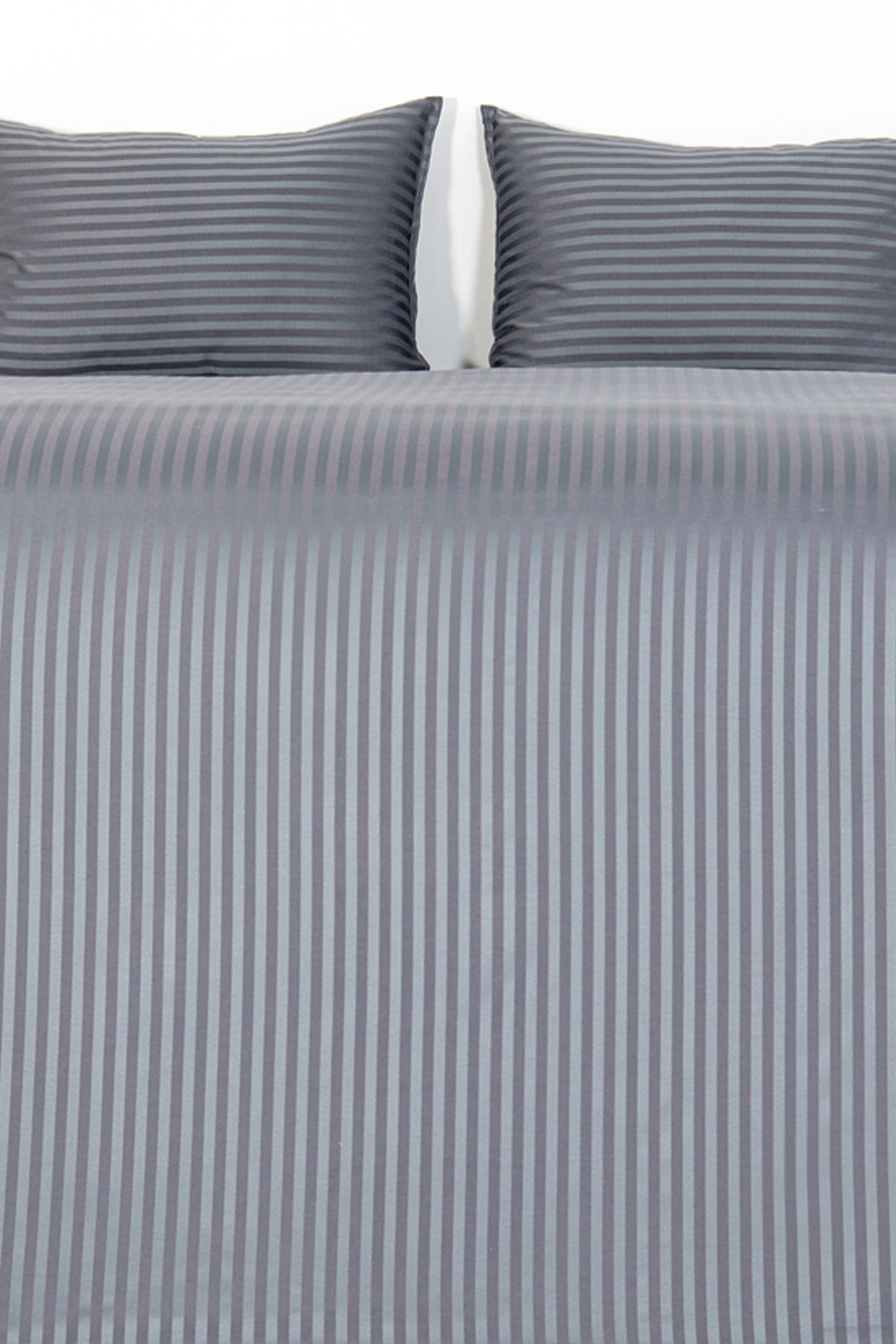 Nevresim Takımı, Çizgili Saten - Gri İnci - Görsel 10