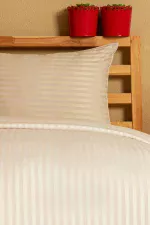 Nevresim Takımı, Çizgili Saten - Krem İnci - Görsel 2