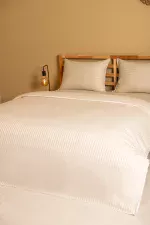 Nevresim Takımı, Çizgili Saten - Krem İnci - Görsel 5