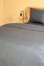 Nevresim Takımı, Çizgili Saten - Gri İnci - Görsel 4