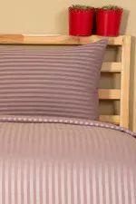 Nevresim Takımı, Çizgili Saten - Mor İnci - Görsel 5