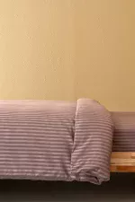 Nevresim Takımı, Çizgili Saten - Mor İnci - Görsel 4