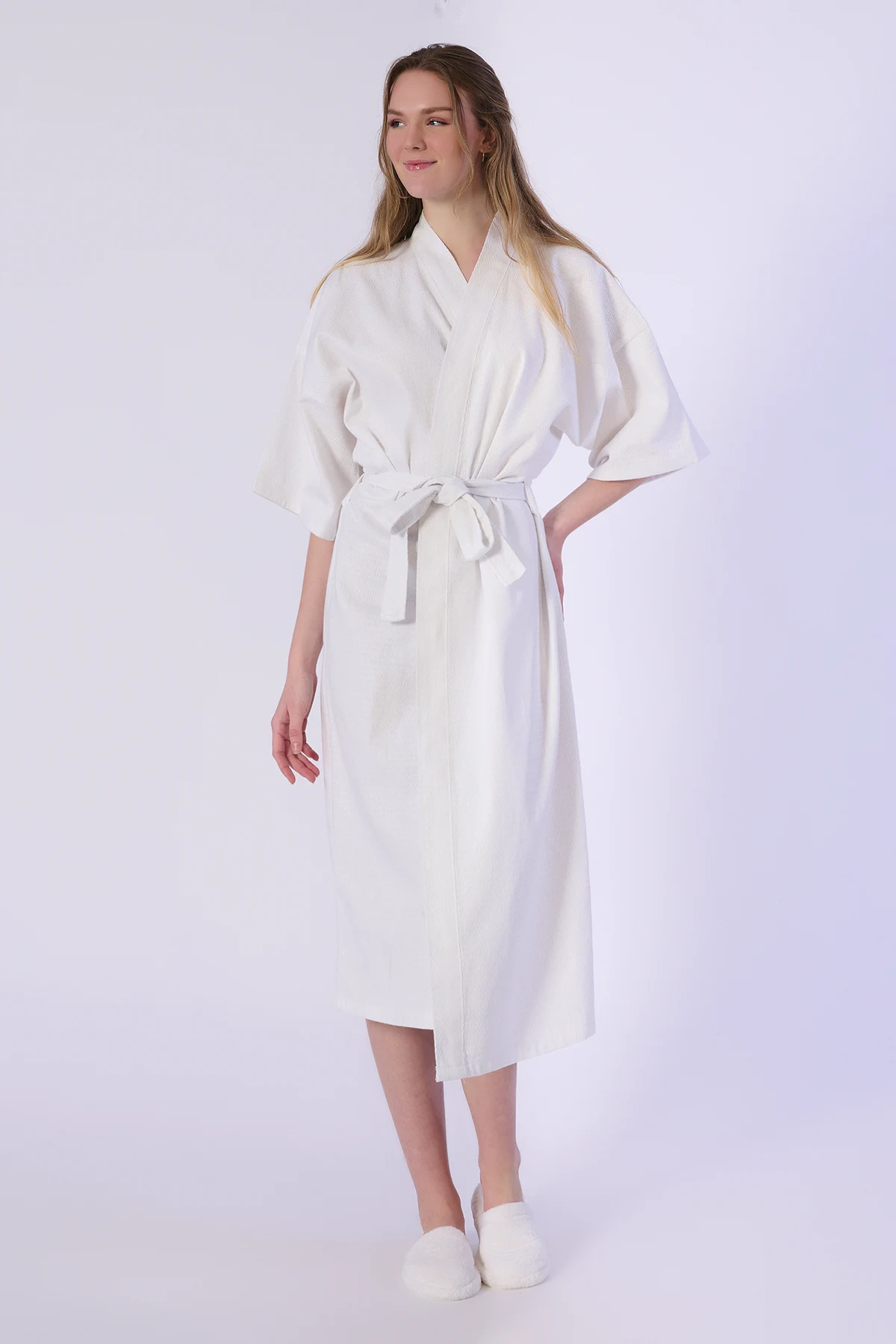 Bornoz, Gofret Desen - %100 Pamuk - Görsel 4