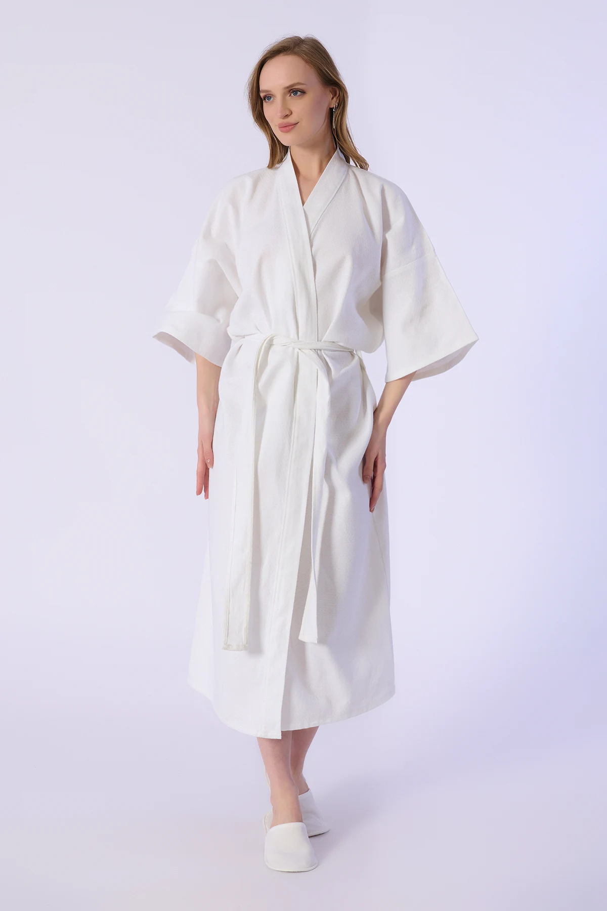 Bornoz, Gofret Desen - %100 Pamuk - Görsel 6