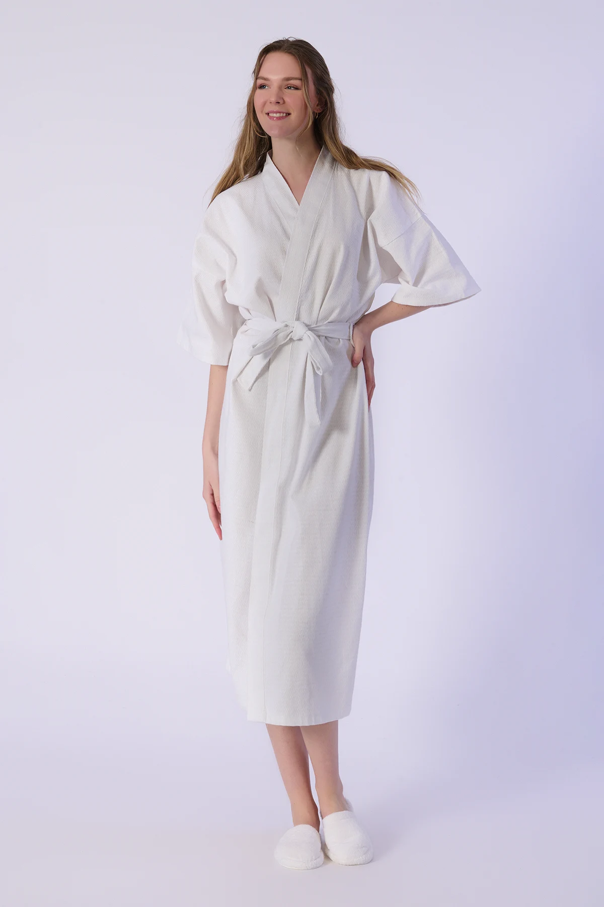 Bornoz, Gofret Desen - %100 Pamuk - Görsel 1