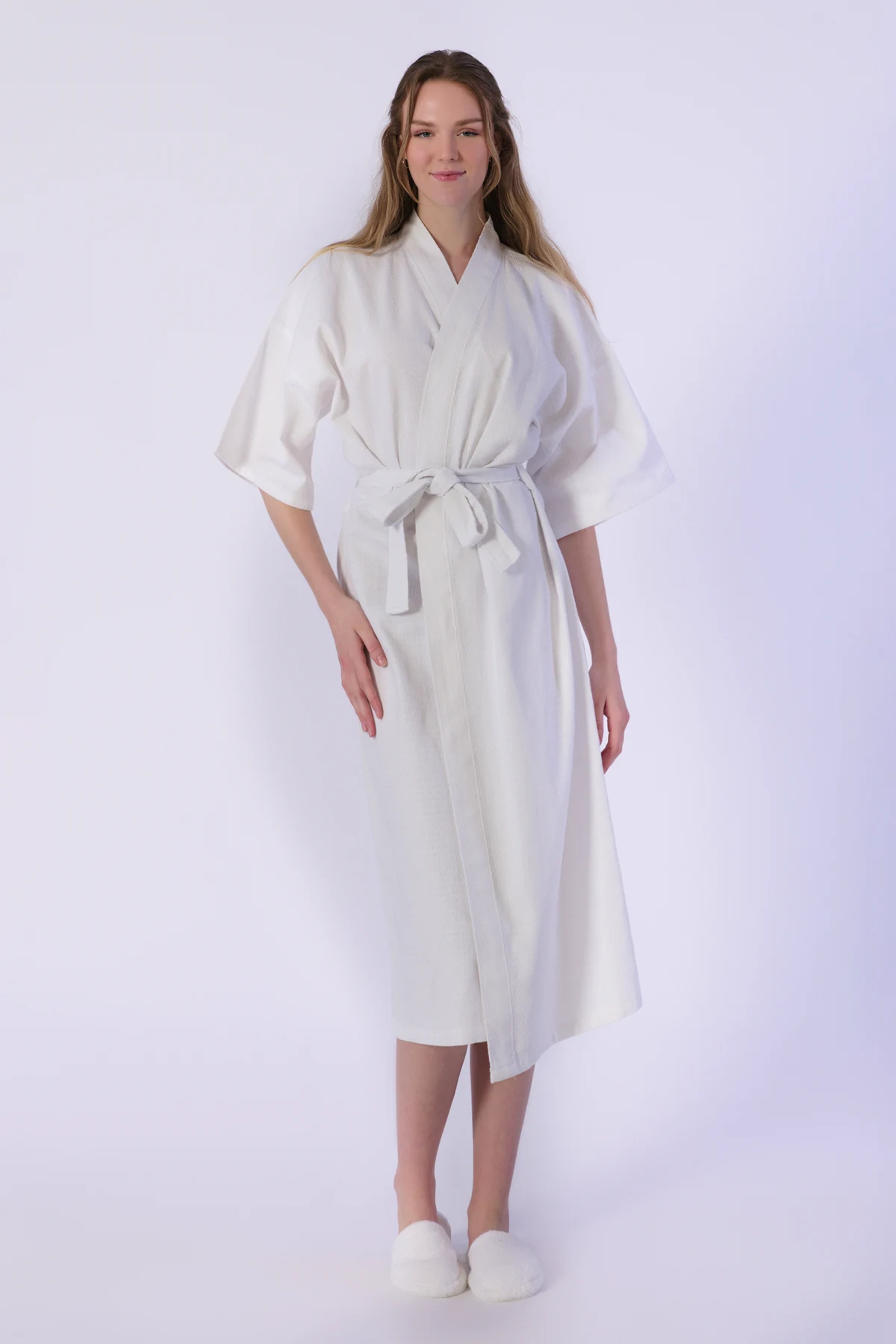 Bornoz, Gofret Desen - %100 Pamuk - Görsel 7