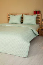 Nevresim Takımı, Çizgili Saten - Zümrüt İnci - Görsel 2