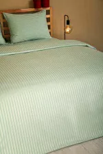 Nevresim Takımı, Çizgili Saten - Zümrüt İnci - Görsel 3