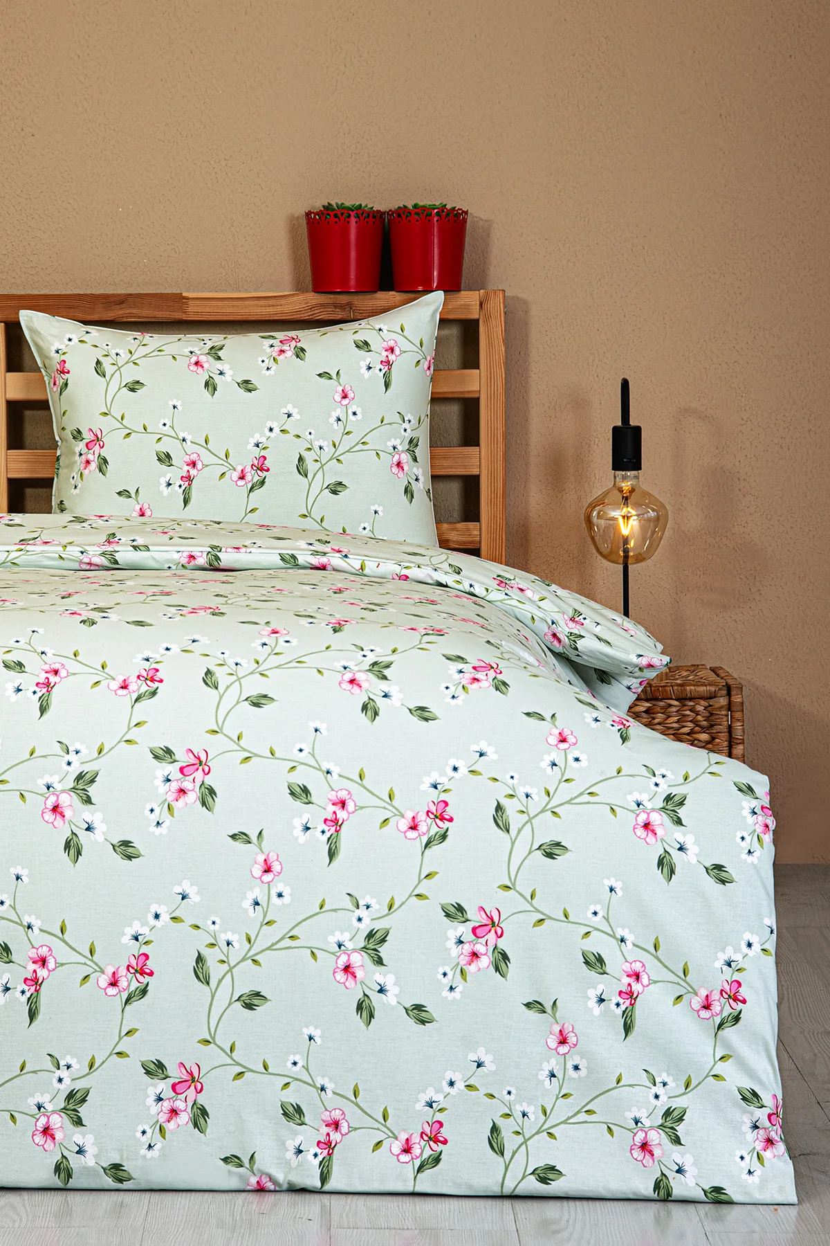 Nevresim Takımı, Sakura Çiçek Yolu  - %100 Pamuk - Tüm Ölçüler - Görsel 5